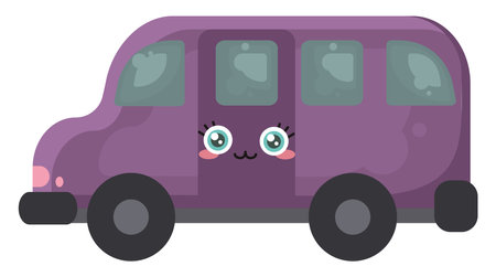 Cute purple van,illustration,vector on white backgroundのイラスト素材