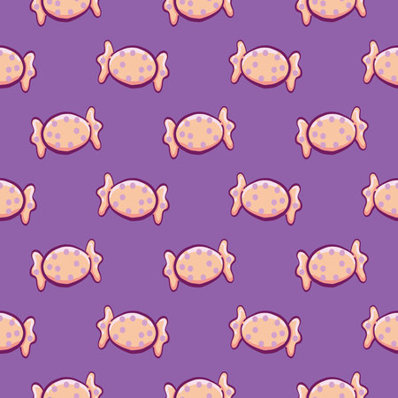 Pink candy , seamless pattern on a dark purple background.のイラスト素材
