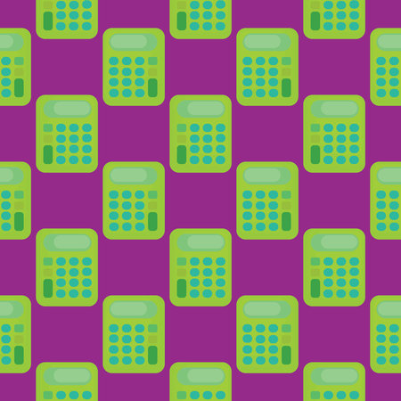 Green calculator , seamless pattern on a dark purple background.のイラスト素材
