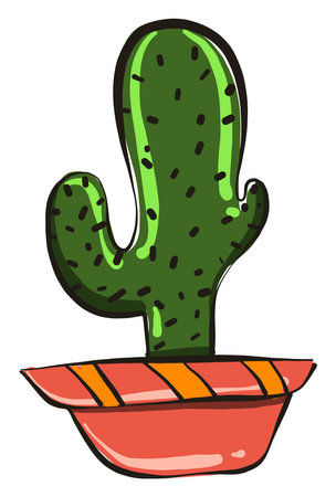 Cactus in a pot,illustration,vector on white backgroundのイラスト素材