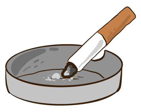 Cigarette in ashtray,illustration,vector on white backgroundのイラスト素材