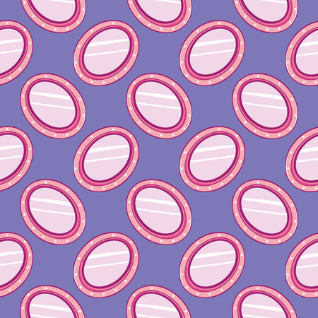 Oval mirror , seamless pattern on a purple background.のイラスト素材