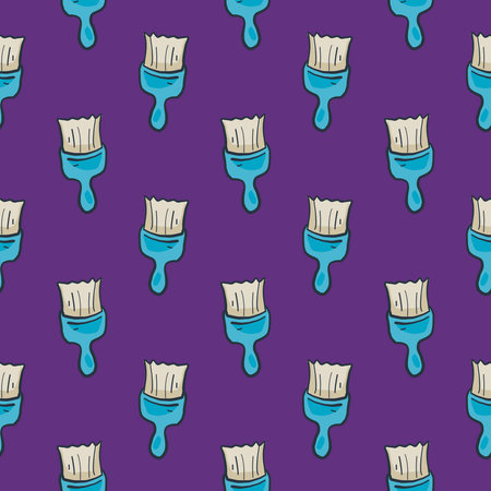 Blue brush , seamless pattern on a purple background.のイラスト素材
