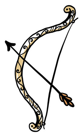 Bow and arrow ,illustration,vector on white backgroundのイラスト素材