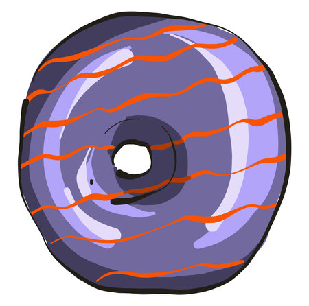 Purple donut ,illustration,vector on white backgroundのイラスト素材