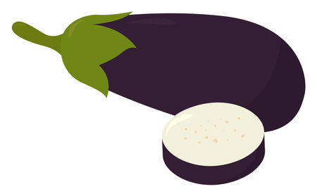 Eggplant cut in slice ,illustration,vector on white backgroundのイラスト素材