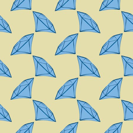 Blue diamond , seamless pattern on a beige background.