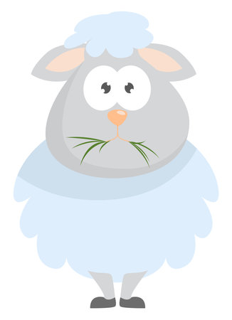 Goat eating grass ,illustration,vector on white backgroundのイラスト素材