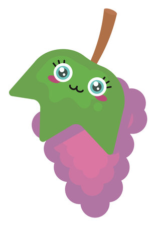 Grape with a face ,illustration,vector on white backgroundのイラスト素材