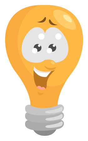 Lightbulb with a face ,illustration,vector on white backgroundのイラスト素材