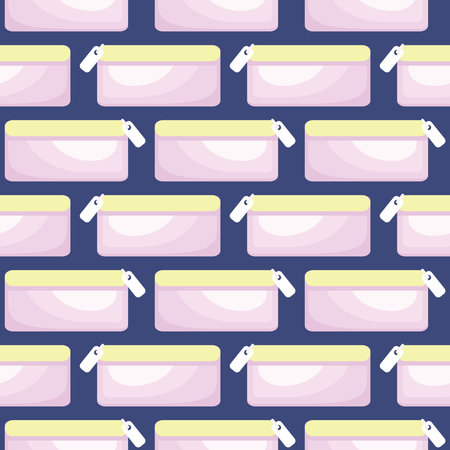 Pencil case , seamless pattern on a blue background.のイラスト素材