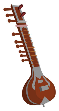 Sitar instrument , illustration, vector on white backgroundのイラスト素材