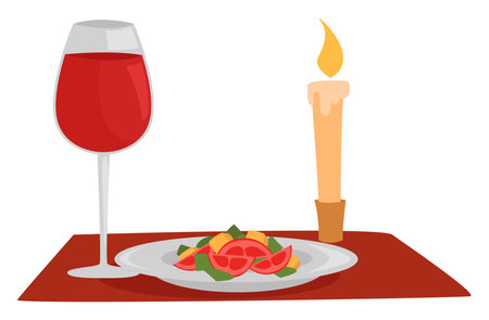 Romantic dinner , illustration, vector on white backgroundのイラスト素材