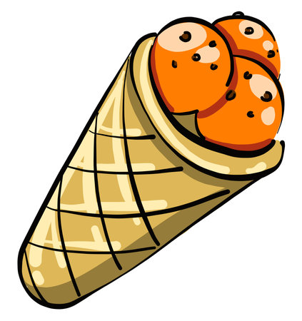 Ice cream in a cone , illustration, vector on white backgroundのイラスト素材