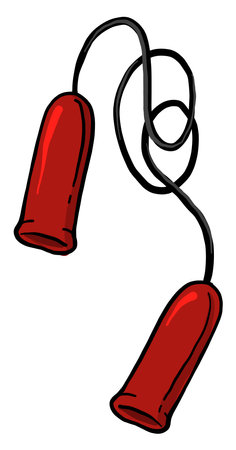 Red skiipping rope , illustration, vector on white backgroundのイラスト素材