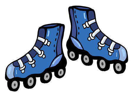 Blue roller skates , illustration, vector on white backgroundのイラスト素材