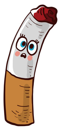Scared cigarette , illustration, vector on white backgroundのイラスト素材