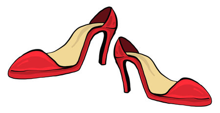 Red woman shoes , illustration, vector on white backgroundのイラスト素材