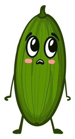 Scared cucumber , illustration, vector on white backgroundのイラスト素材