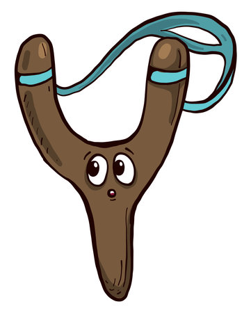 Wooden slingshot , illustration, vector on white backgroundのイラスト素材