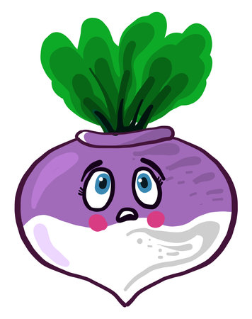Scared trurnip , illustration, vector on white backgroundのイラスト素材
