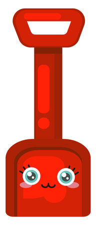 Red sand shovel , illustration, vector on white backgroundのイラスト素材