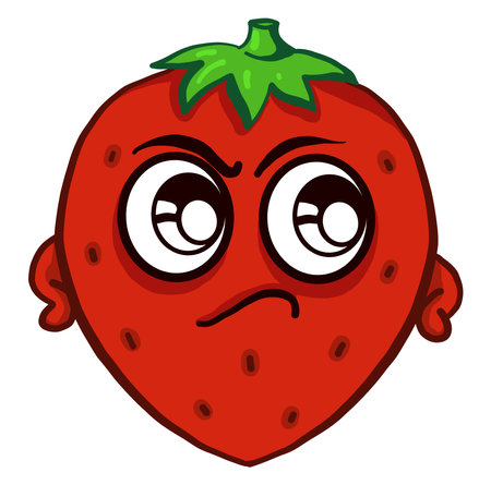 Scared strawberry , illustration, vector on white backgroundのイラスト素材