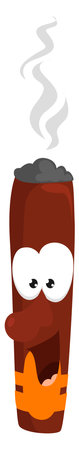 Smiling cigar, illustration, vector on white backgroundのイラスト素材