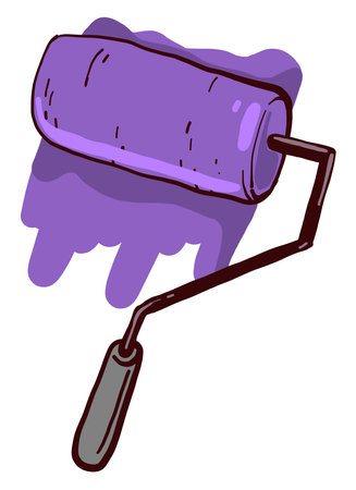 Purple paint roller ,illustration, vector on white backgroundのイラスト素材