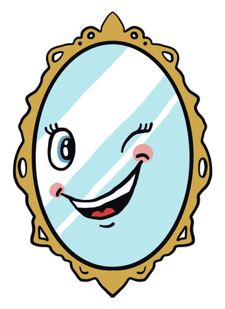Winking mirror ,illustration, vector on white backgroundのイラスト素材