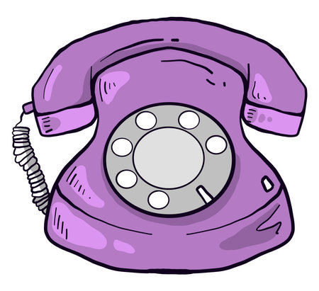 Purple telephone ,illustration, vector on white backgroundのイラスト素材