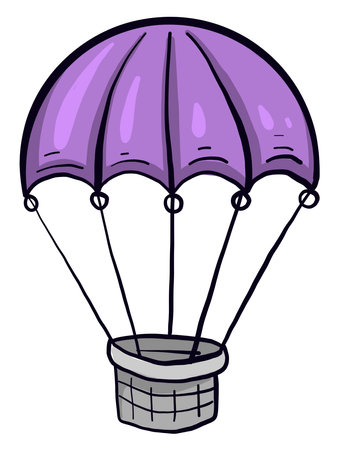Violet air balloon, illustration, vector on a white background.のイラスト素材