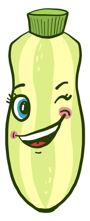 Winking zucchini ,illustration, vector on white backgroundのイラスト素材