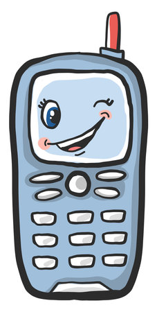 Old cellphone ,illustration, vector on white backgroundのイラスト素材