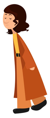 Girl in a coat, illustration, vector on a white background.のイラスト素材