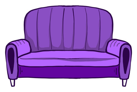Purple sofa ,illustration, vector on white backgroundのイラスト素材