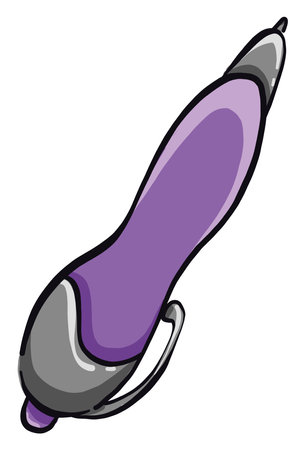 Purple pen, illustration, vector on a white background.のイラスト素材