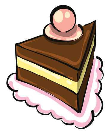 Slice of cake, illustration, vector on a white background.のイラスト素材