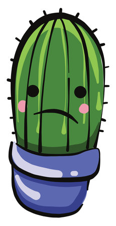 Sad cactus, illustration, vector on a white background.のイラスト素材