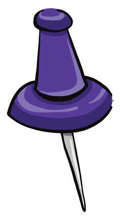Purple pin, illustration, vector on a white background.のイラスト素材