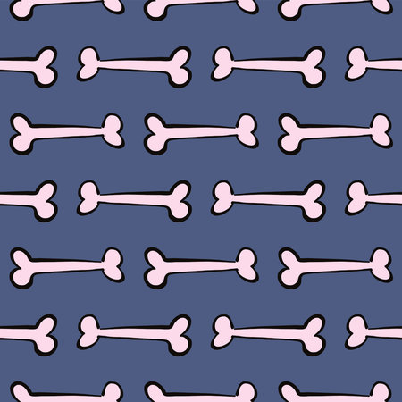 Long white bones ,seamless pattern on dark purple background.のイラスト素材