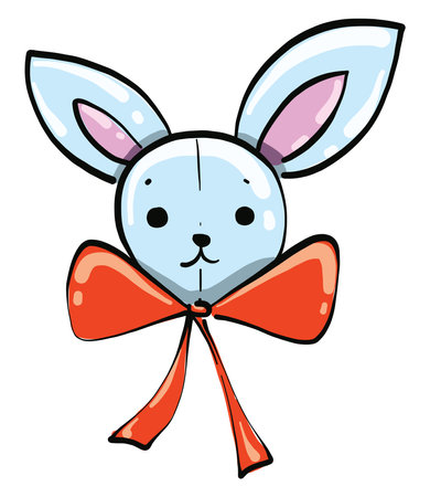Bunny with a bow, illustration, vector on a white background.のイラスト素材