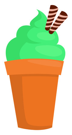Green ice cream, illustration, vector on a white background.のイラスト素材