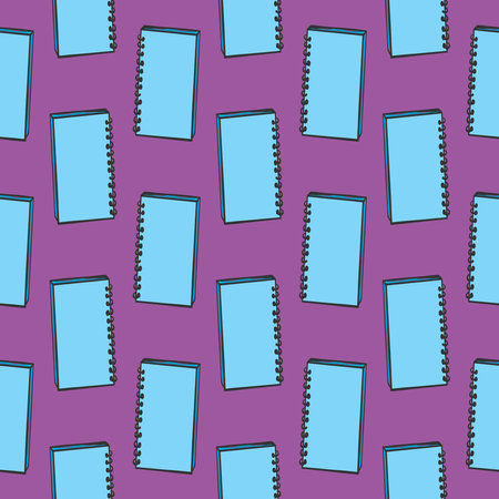 Small copybook,seamless pattern on purple background.のイラスト素材