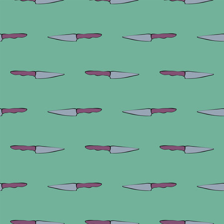 Small knives,seamless pattern on dark green background.のイラスト素材