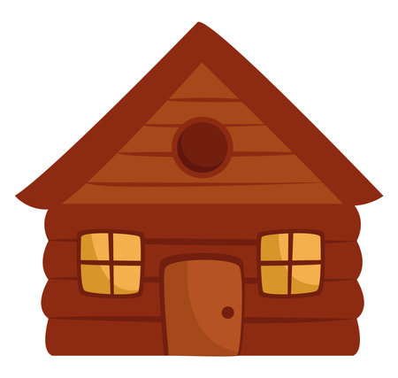Wooden country house, illustration, vector on a white background.のイラスト素材