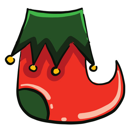 Elf boot, illustration, vector on a white background.のイラスト素材