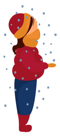 First snow, illustration, vector on a white background.のイラスト素材