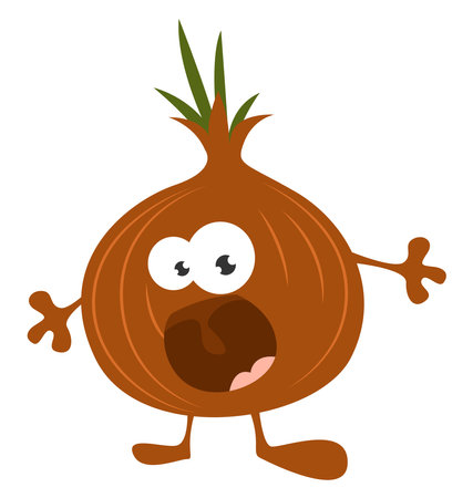 Scared onion, illustration, vector on a white background.のイラスト素材