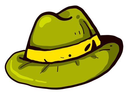 Old green hat, illustration, vector on a white background.のイラスト素材